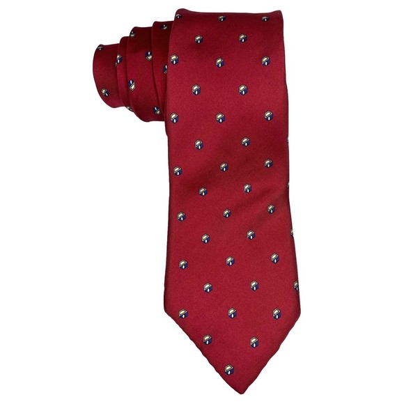 Vintage 80’s Yves Saint Laurent 100% Silk Designer Tie Deep Red Made In USA - Picture 1 of 5